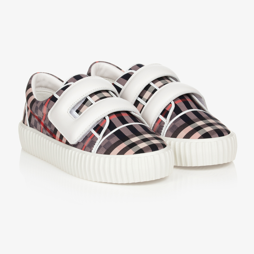 Burberry - Teen Pink Checked Trainers | Childrensalon