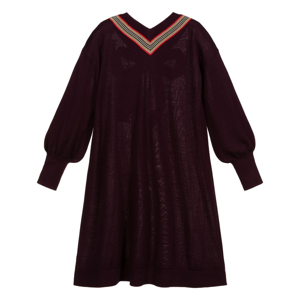 Burberry Teen Red Knitted Wool Dress