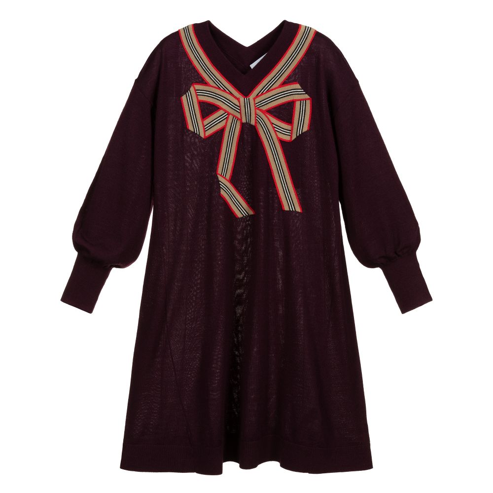 Burberry - Teen Red Knitted Wool Dress | Childrensalon