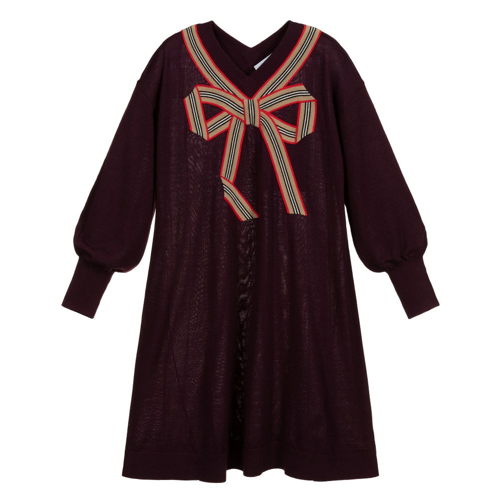 Burberry Teen Red Knitted Wool Dress Childrensalon Outlet