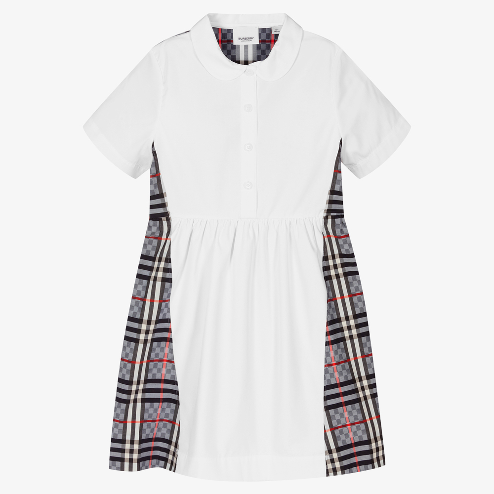 Burberry - Robe blanche à carreaux Ado | Childrensalon