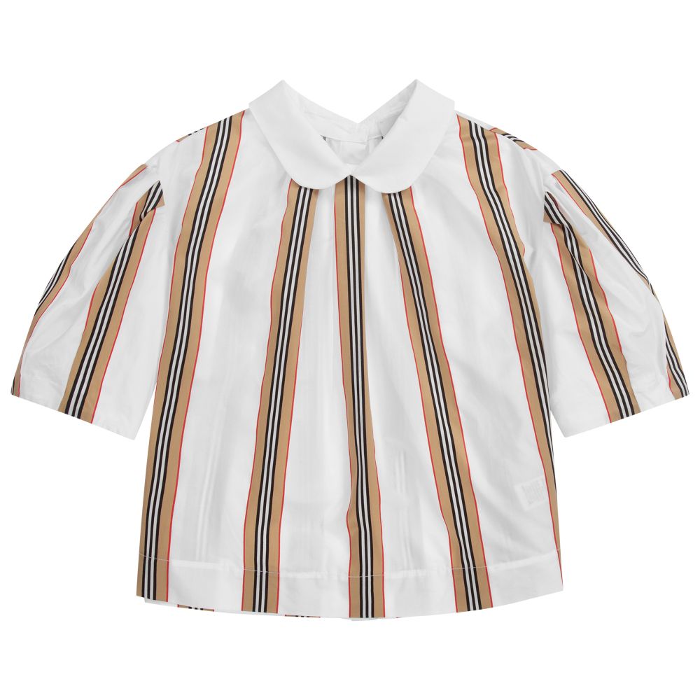 Burberry - Weiße Teen Bluse mit Icon-Streifen | Childrensalon