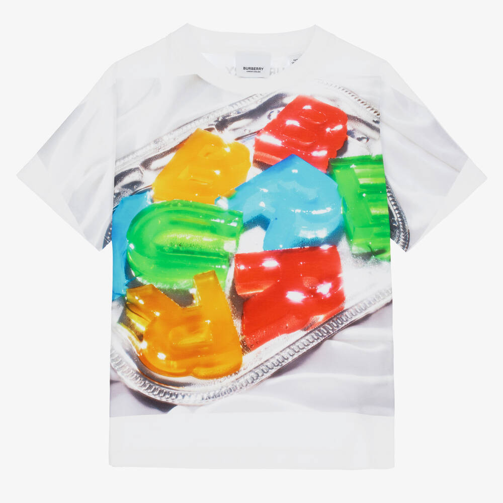 Burberry - Teen White Jelly Logo T-Shirt | Childrensalon