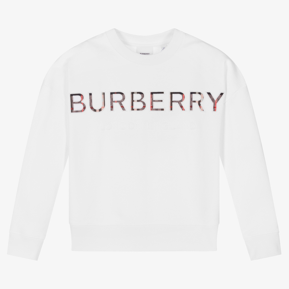 Burberry - Teen White Logo Sweatshirt | Childrensalon