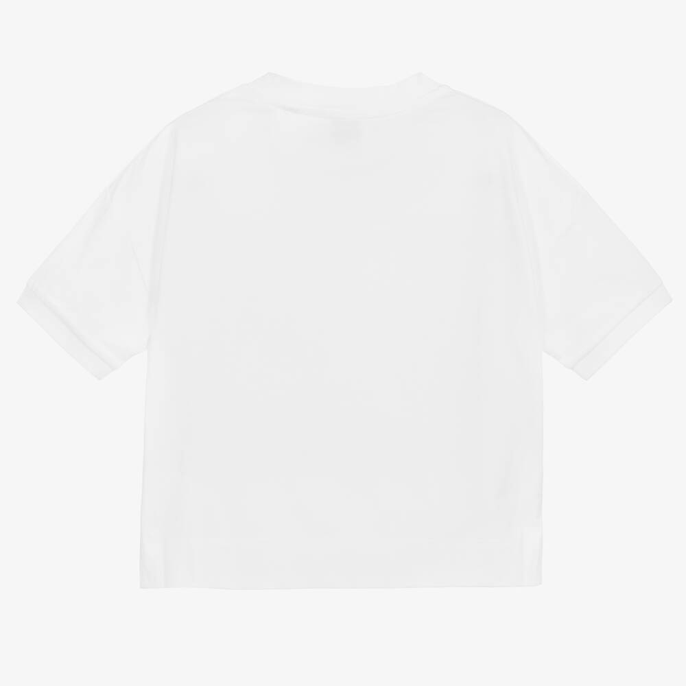 Burberry-تيشيرت قطن لون أبيض وأحمر للمراهقات | Childrensalon Outlet