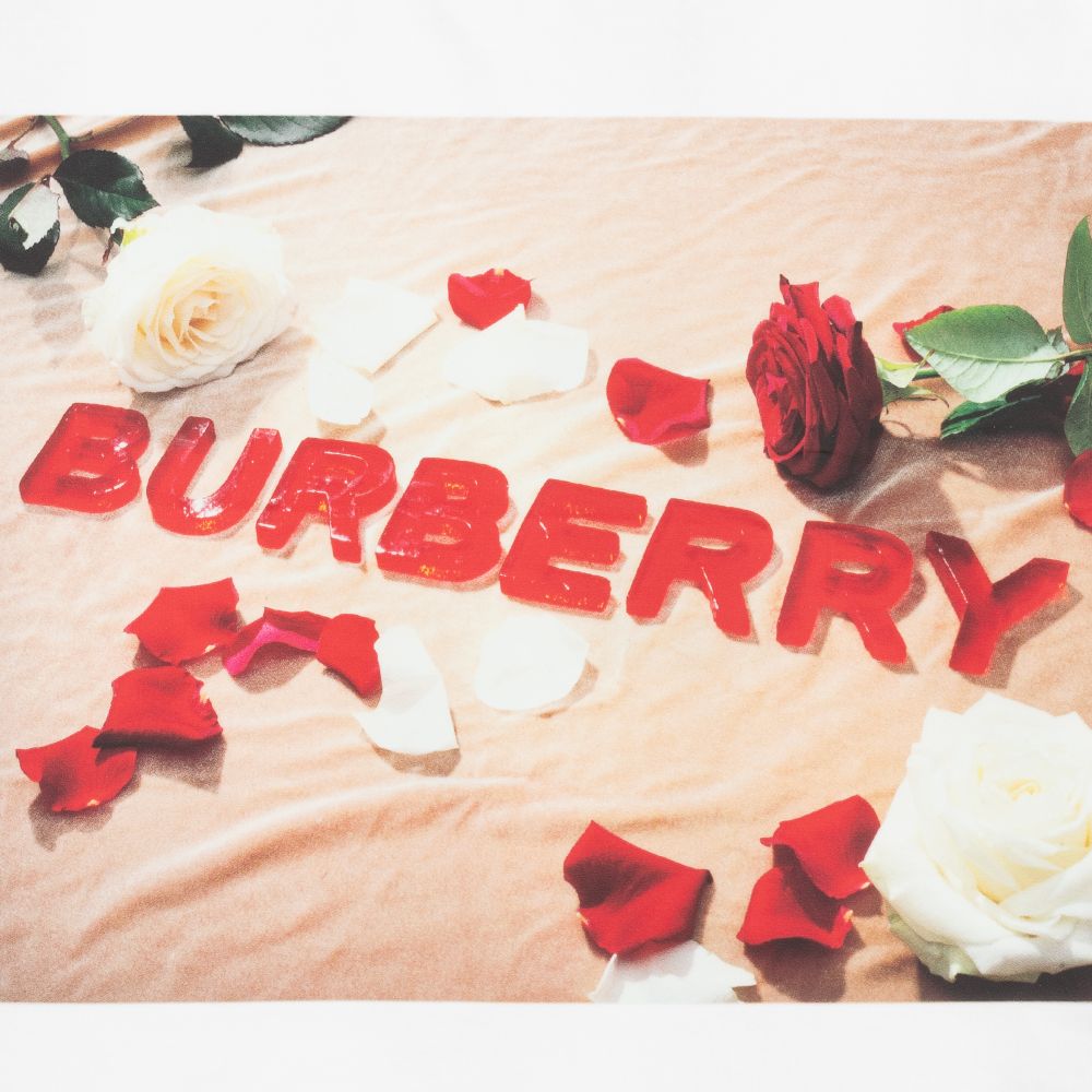 Burberry-تيشيرت قطن لون أبيض وأحمر للمراهقات | Childrensalon Outlet