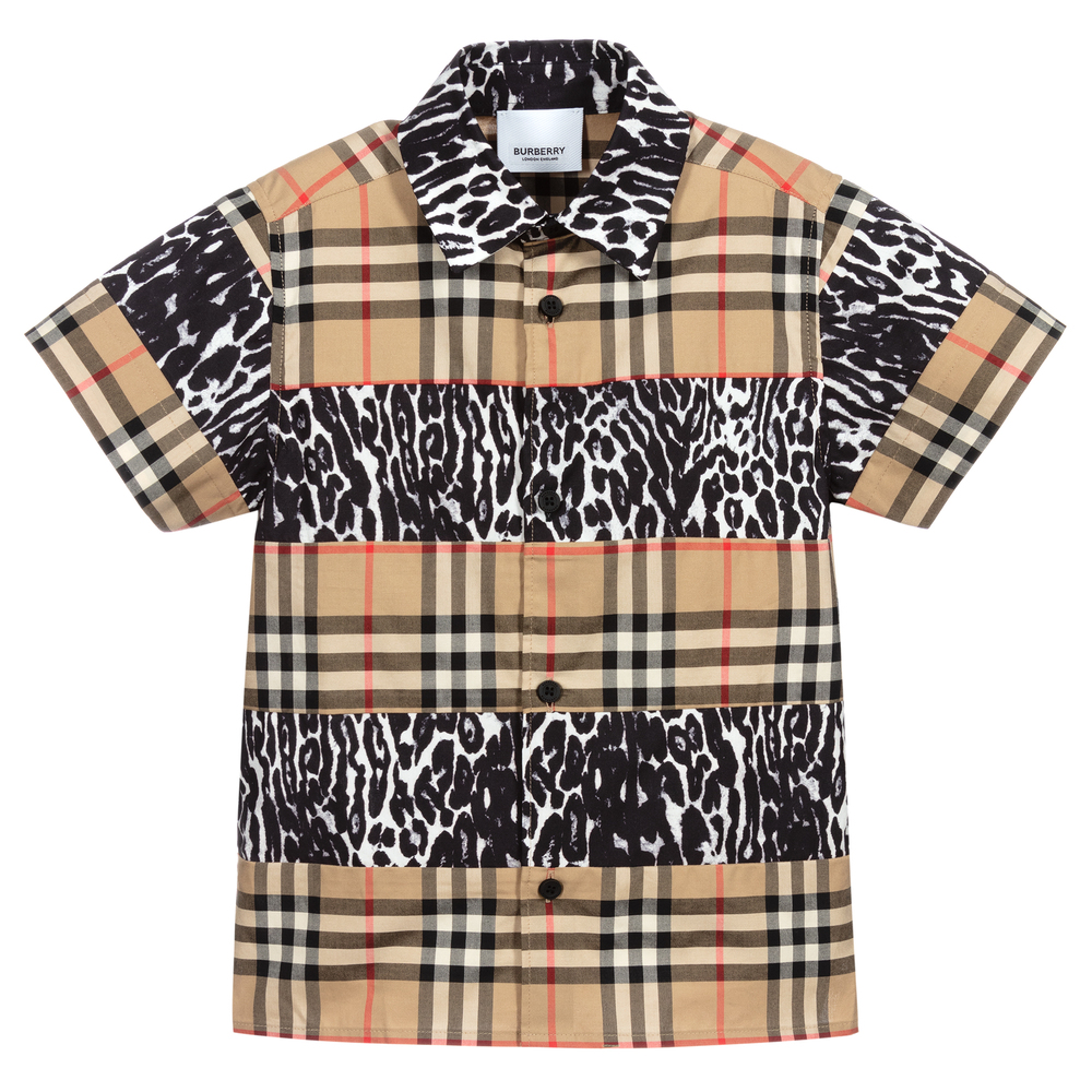 Burberry - Винтажная рубашка в клетку с леопардовым принтом  | Childrensalon