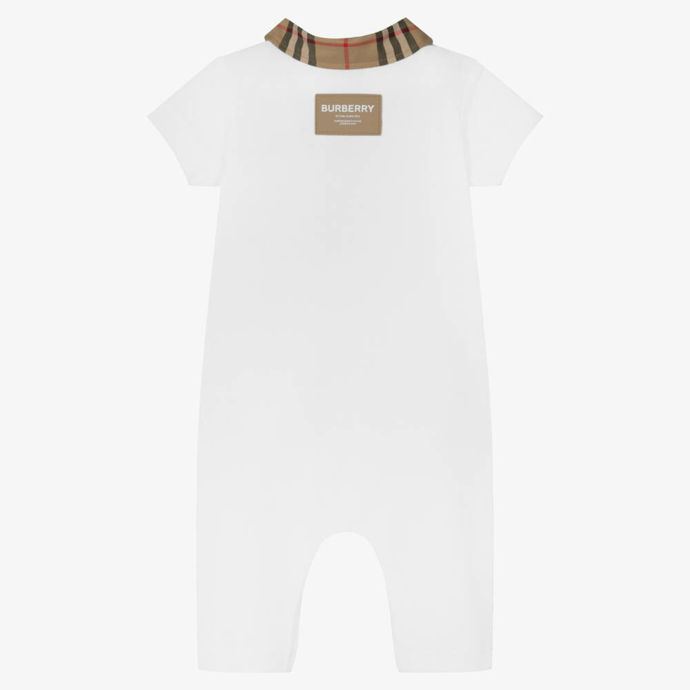 Burberry-White & Checked Babysuit | Childrensalon Outlet