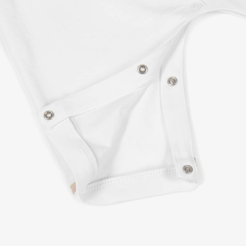 Burberry-White Cotton Baby Shortie with Check Trims | Childrensalon Outlet