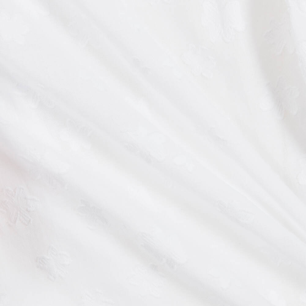 Burberry-توب قطن جاكارد لون أبيض للبنات | Childrensalon Outlet