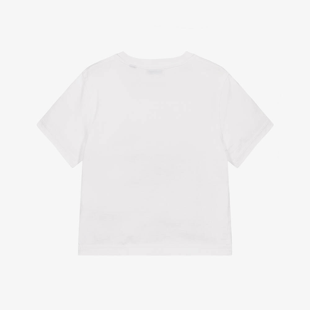 Burberry-White Cotton King's Guard T-Shirt | Childrensalon Outlet