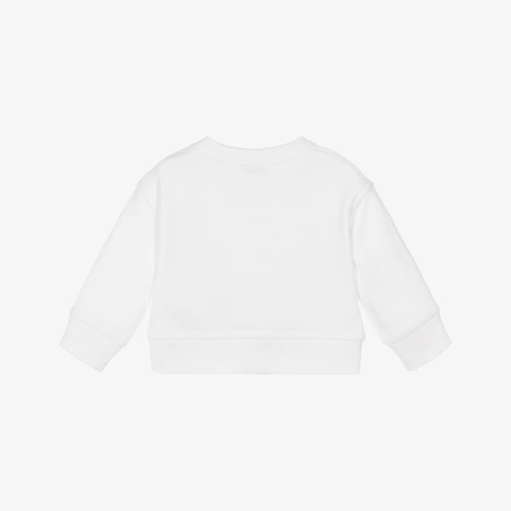 Burberry-White Cotton Thomas Bear Baby Sweatshirt | Childrensalon Outlet