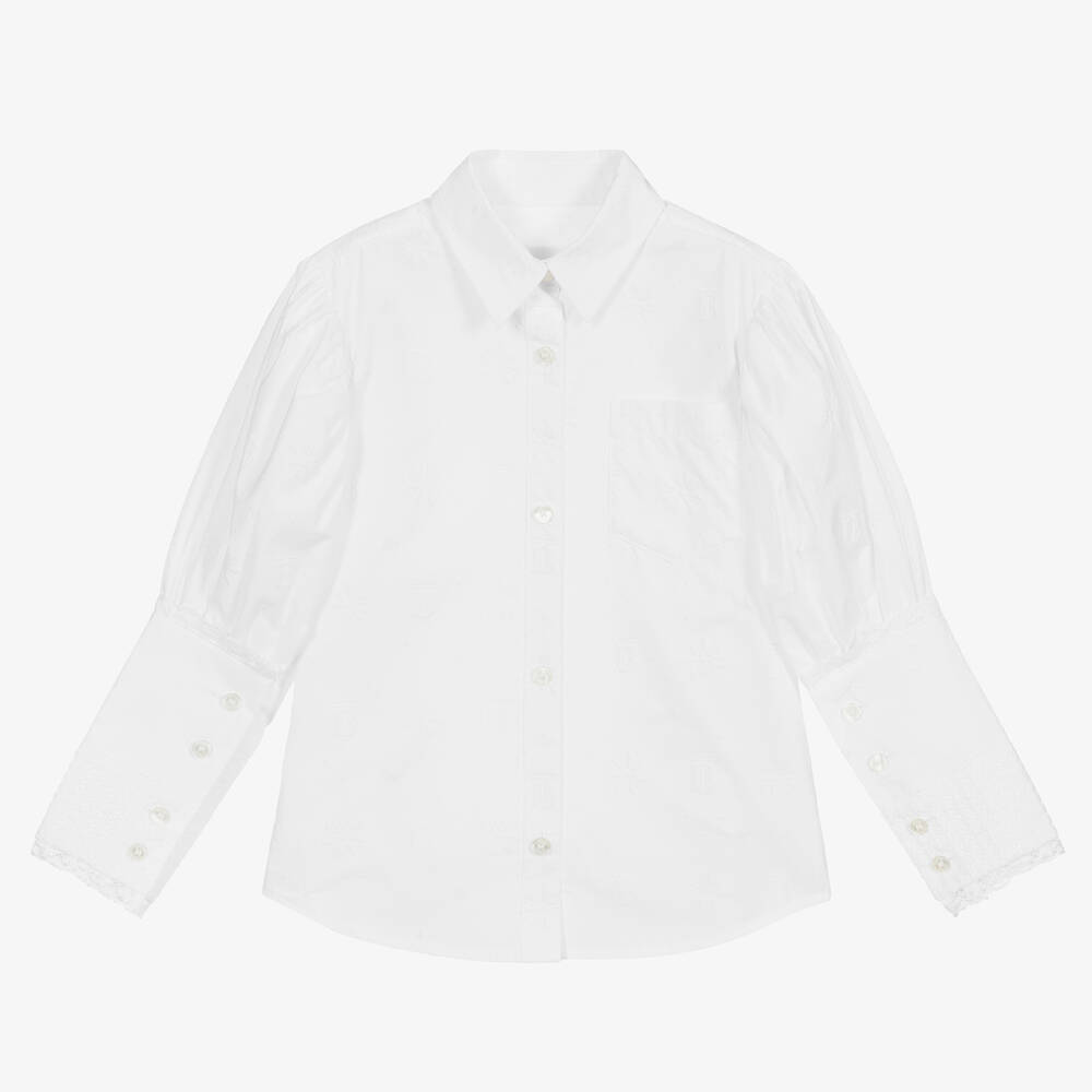 Burberry - Белая блузка из штапельного хлопка | Childrensalon