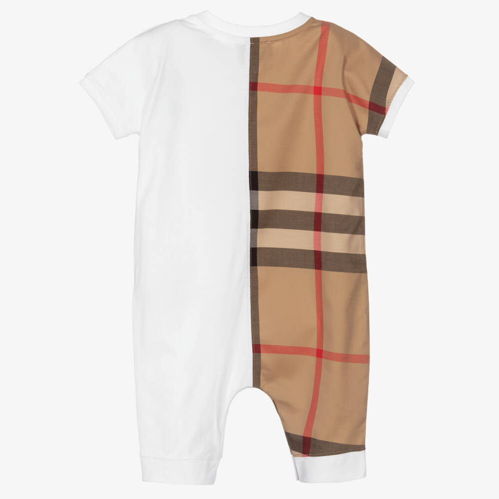 Burberry-White Oversized Check Romper | Childrensalon Outlet