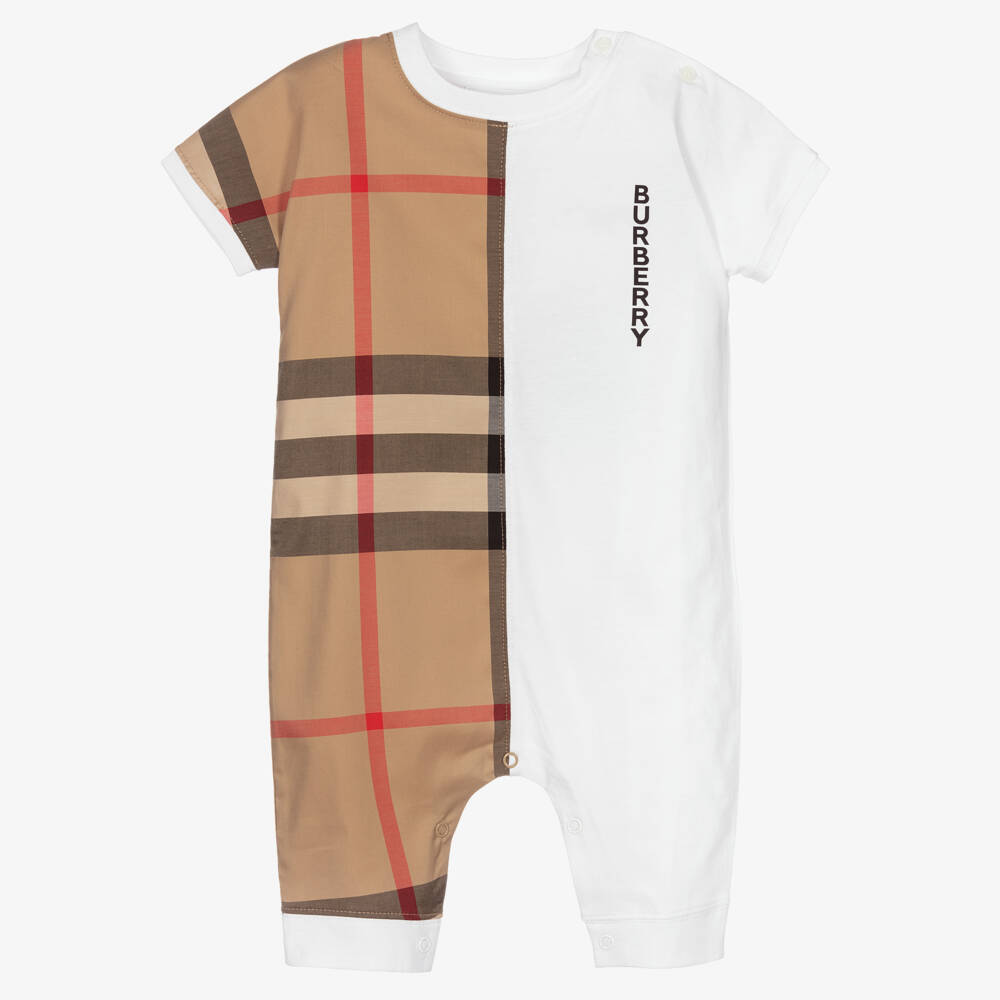 Burberry-White Oversized Check Romper | Childrensalon Outlet