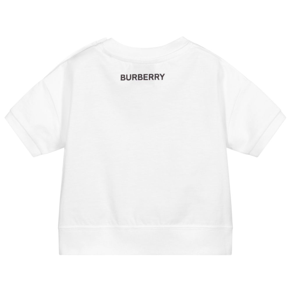 Burberry - White & Pink Logo Baby T-Shirt | Childrensalon Outlet