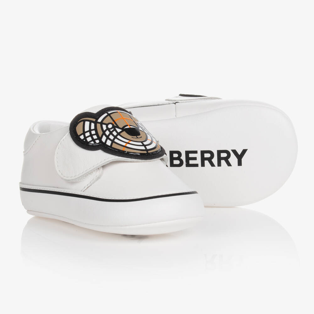 Burberry-White Thomas Bear Pre-Walkers | Childrensalon Outlet
