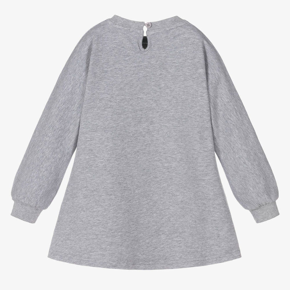 Byblos-Girls Grey Cotton Logo Dress | Childrensalon Outlet