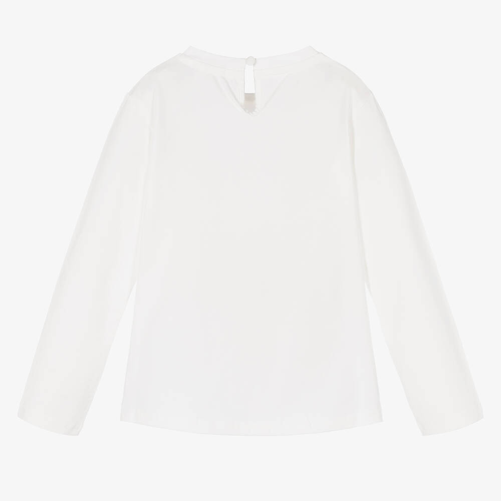 Burberry-Girls Ivory Cotton Logo Top | Childrensalon Outlet