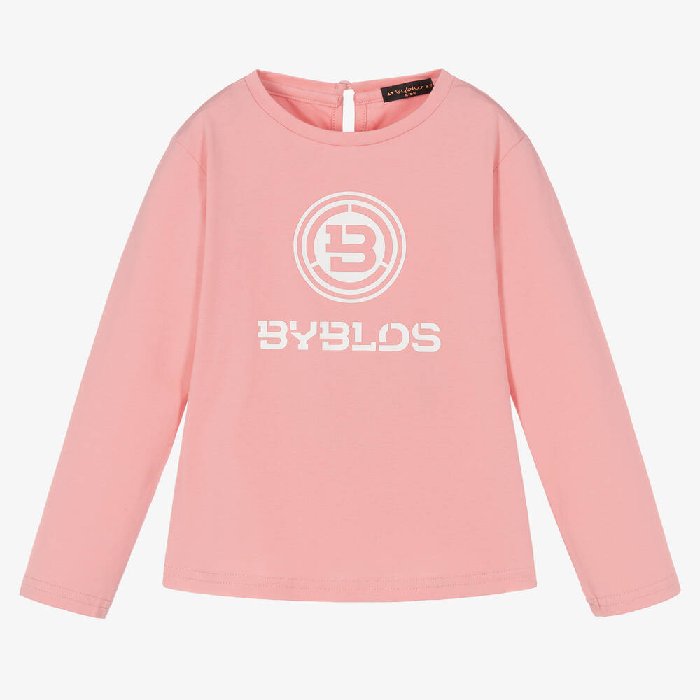 Byblos - Girls Pink Cotton Logo Top | Childrensalon