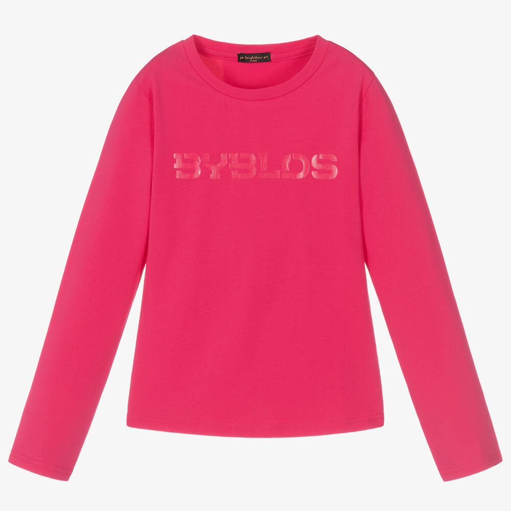 Byblos - Girls Pink Cotton Logo Top | Childrensalon