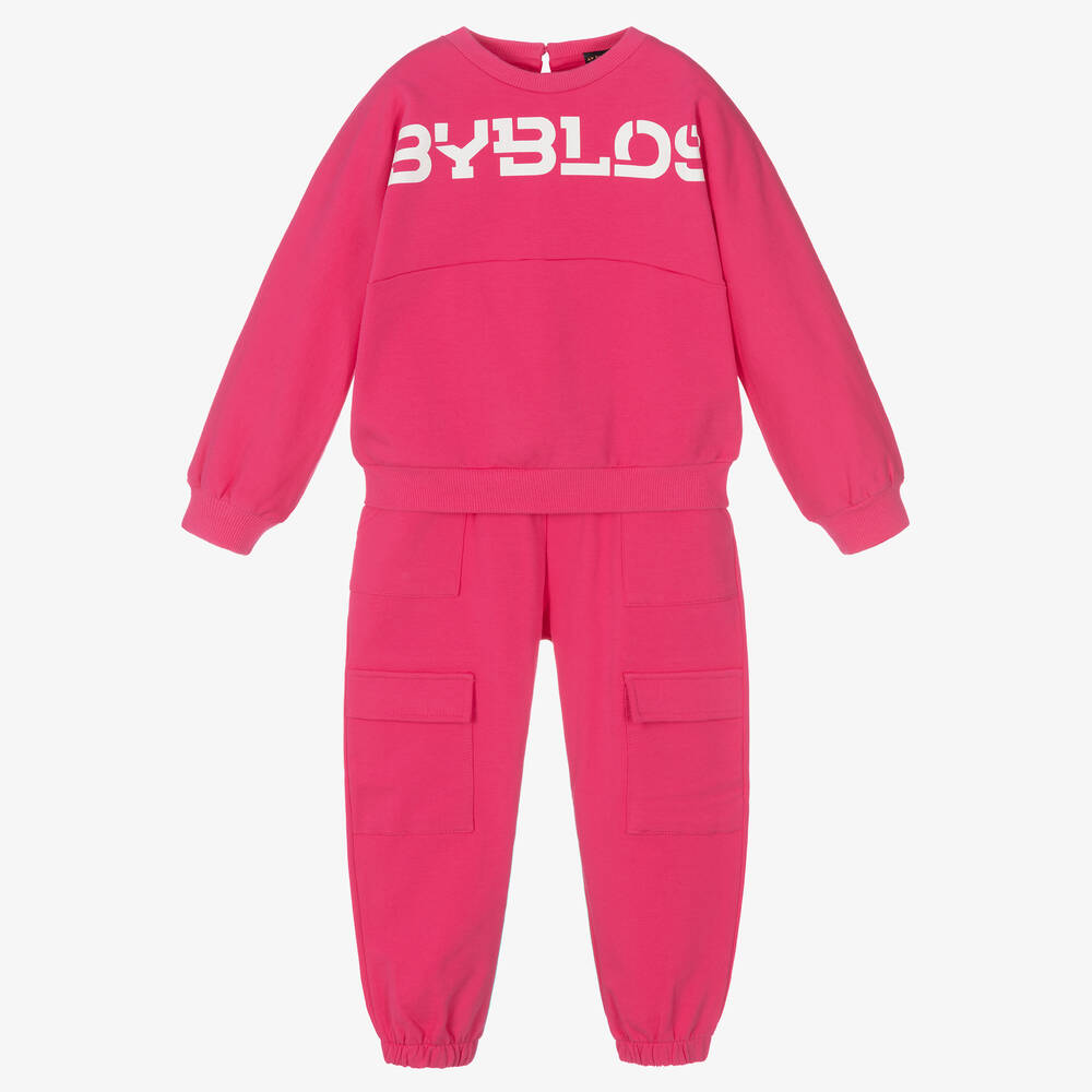 Byblos - Girls Pink Logo Tracksuit | Childrensalon