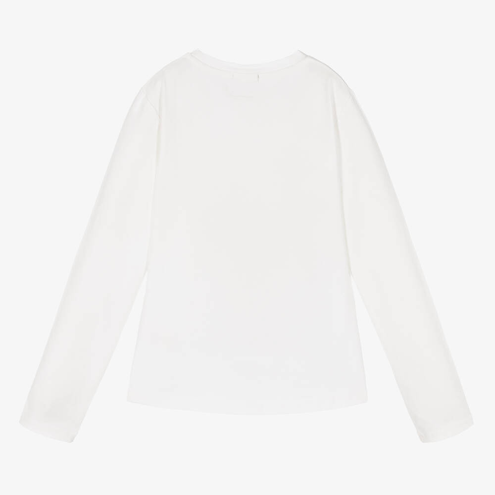 Byblos-Girls White Cotton Logo Top | Childrensalon Outlet