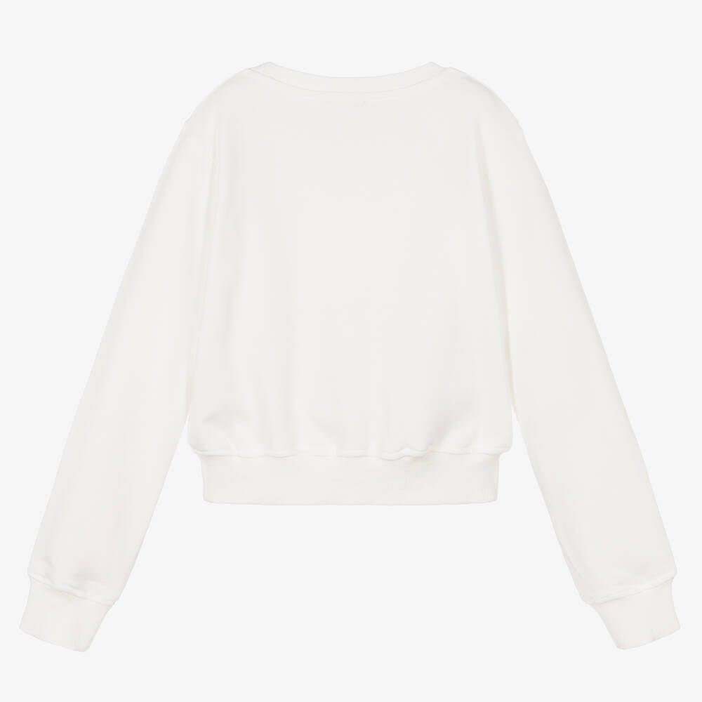 Burberry-Girls White Logo Sweatshirt | Childrensalon Outlet