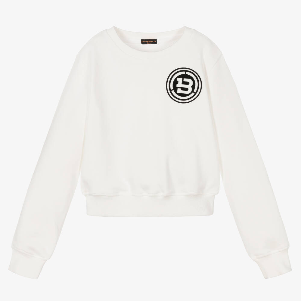 Byblos - Girls White Logo Sweatshirt | Childrensalon