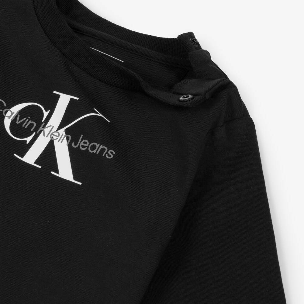 Calvin Klein-Baby Boys Black Cotton Monogram Tracksuit Set | Childrensalon Outlet