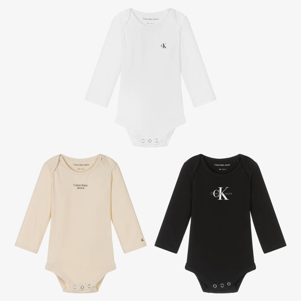 Calvin Klein Jeans - Baby Cotton Bodyvests (3 Pack) | Childrensalon