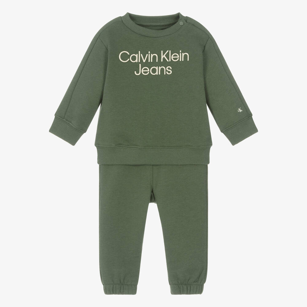 Khaki green calvin klein set clearance