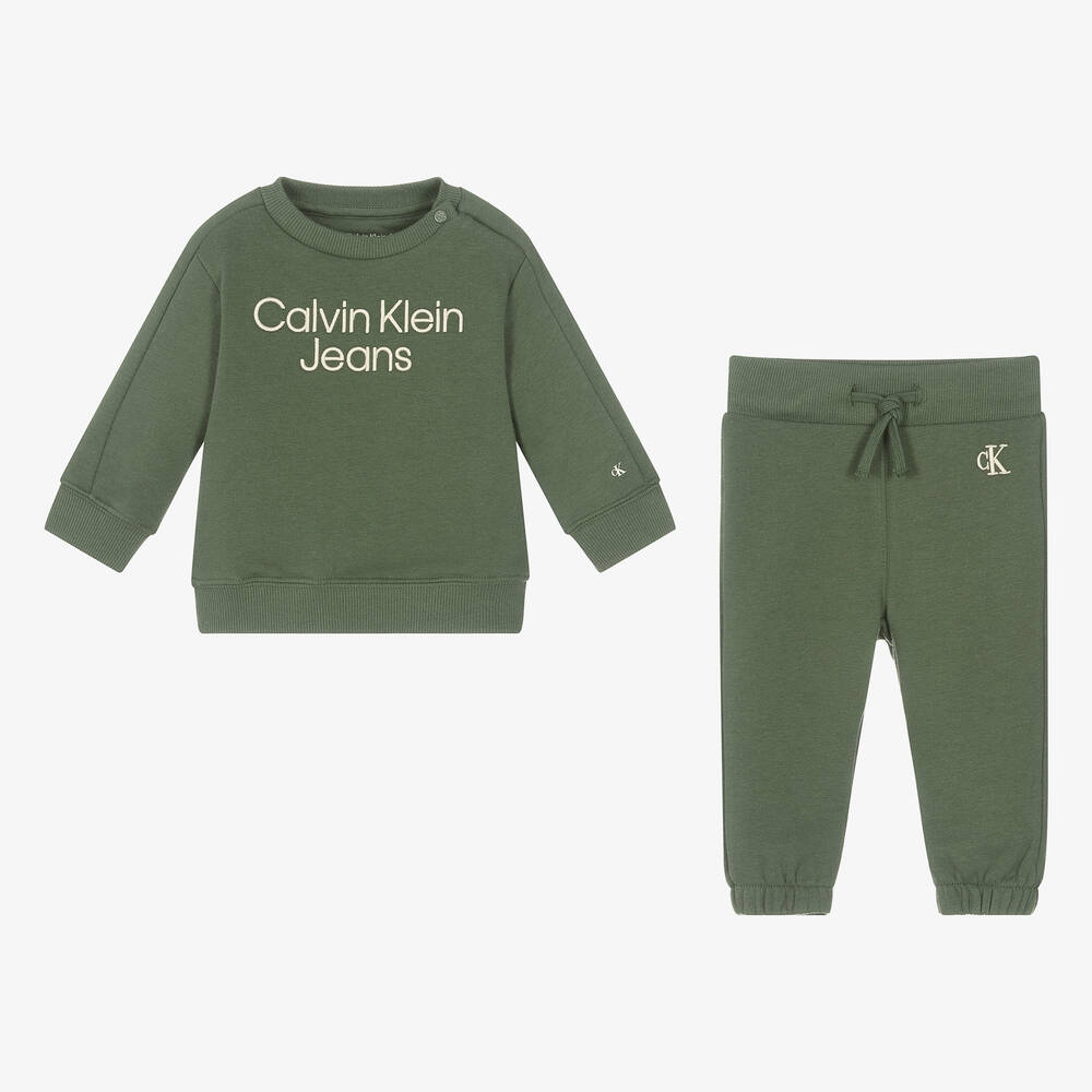 Khaki green calvin klein set clearance