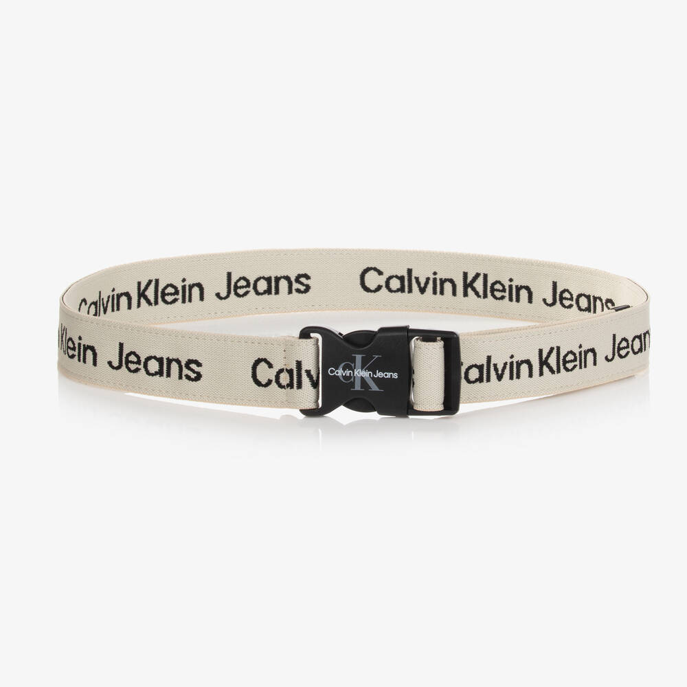 Calvin Klein Jeans - Beige Canvas Logo Belt | Childrensalon Outlet