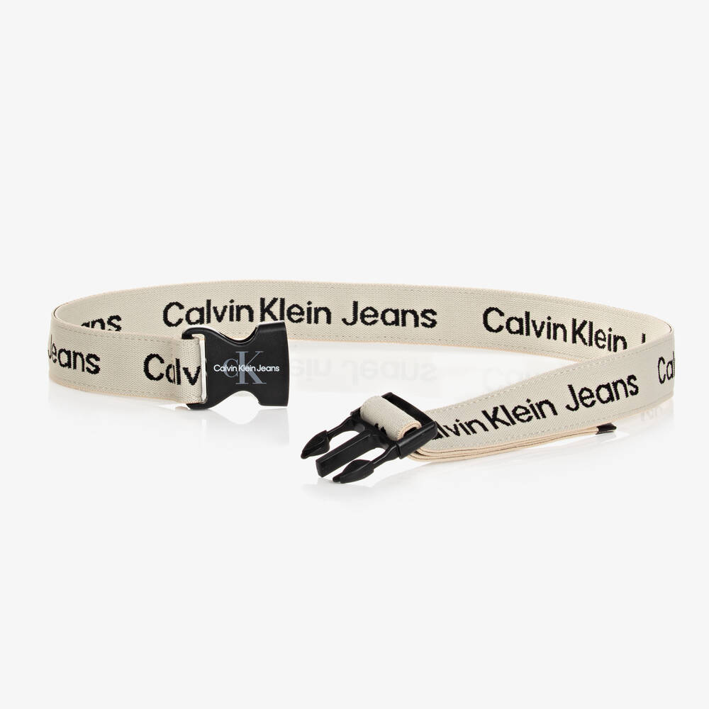 Calvin Klein Jeans - Belt Logo Canvas Beige | Childrensalon Outlet