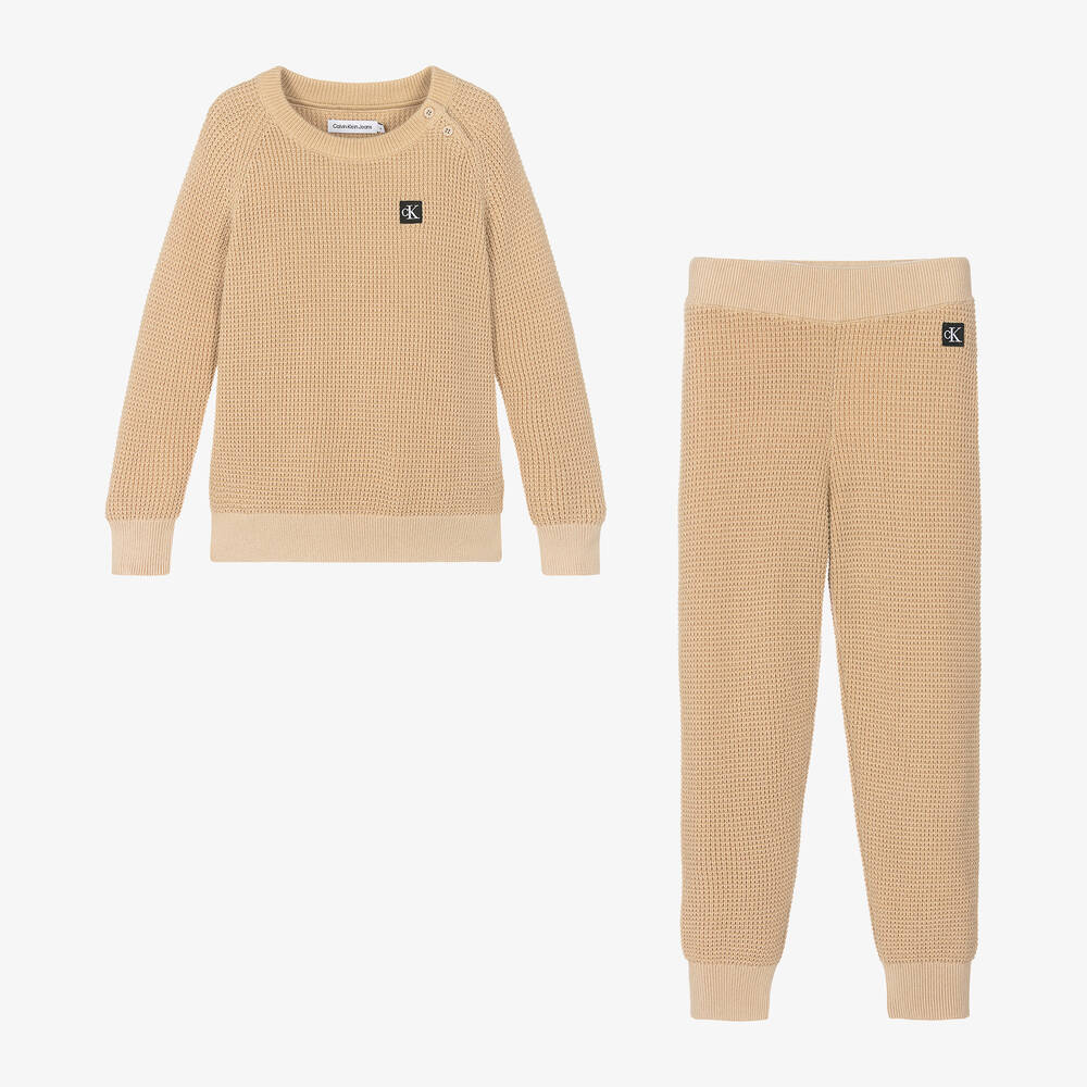 Calvin Klein-Бежевый трикотажный спортивный костюм | Childrensalon Outlet