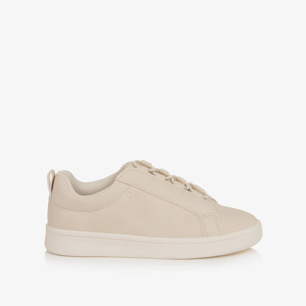 Calvin Klein-Beige Faux Suede Leather Trainers | Childrensalon Outlet