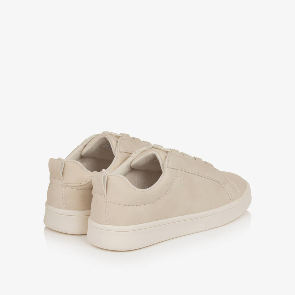 Calvin Klein-Beige Faux Suede Leather Trainers | Childrensalon Outlet