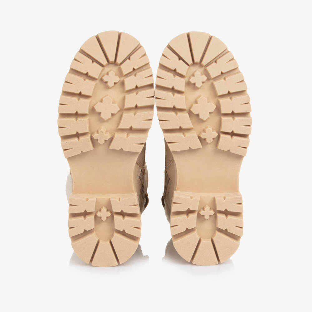 Calvin Klein-Beige Sherpa Lace Up Boot | Childrensalon Outlet