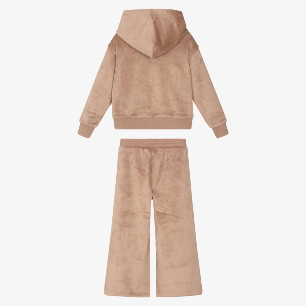 Calvin Klein-Beige Velour Trousers Set | Childrensalon Outlet