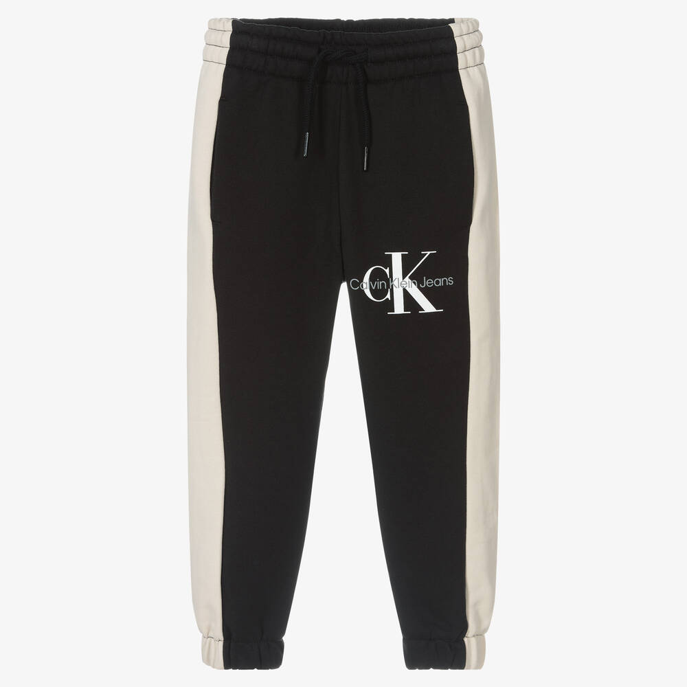 Calvin Klein Jeans - Pantalon de jogging noir et beige en coton | Childrensalon