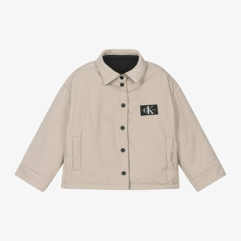 كالفين كلاين-جاكيت بوجهين لون بيج وأسود | Childrensalon Outlet
