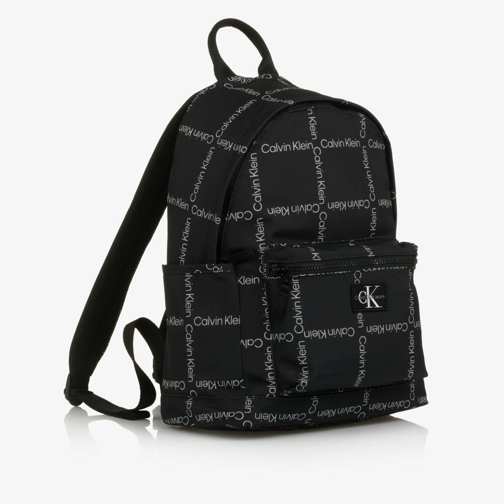 Calvin Klein-Black Canvas CK Logo Backpack (40cm) | Childrensalon Outlet