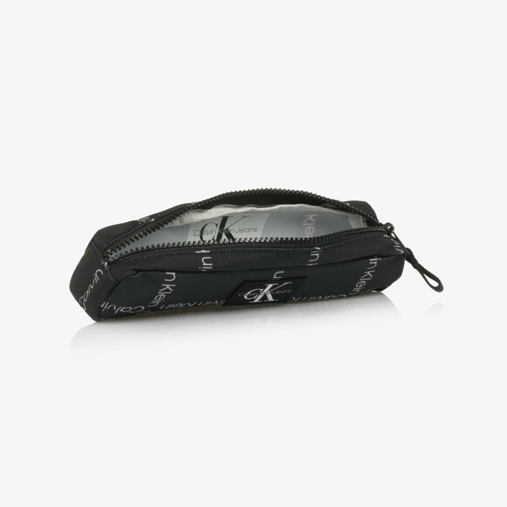 Calvin Klein-Black Canvas CK Logo Pencil Case (23cm) | Childrensalon Outlet