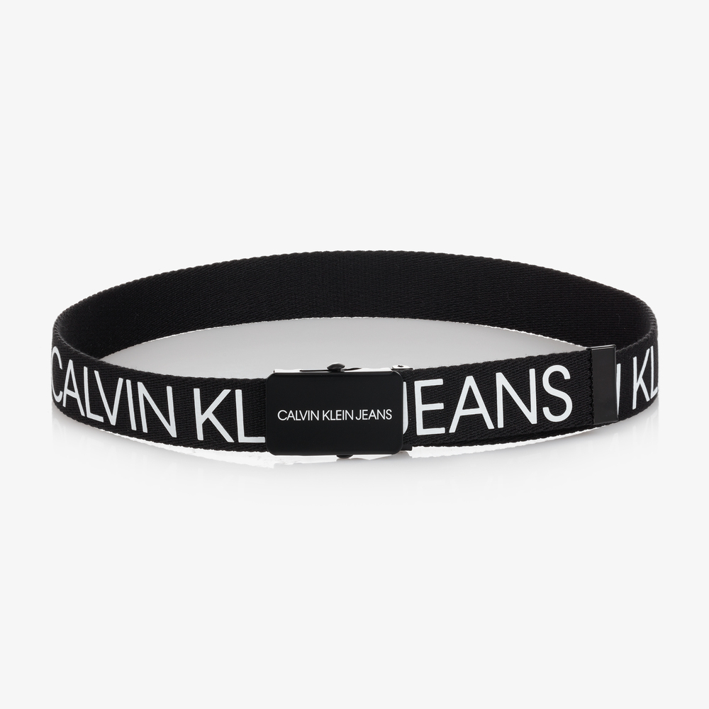 Calvin Klein Jeans-Black Canvas Logo Belt | Childrensalon Outlet