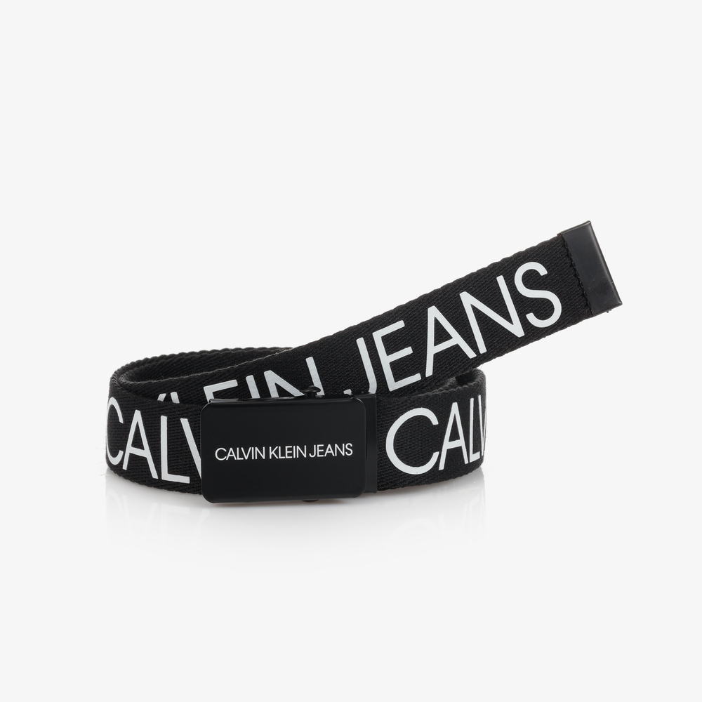 Calvin Klein Jeans-Black Canvas Logo Belt | Childrensalon Outlet