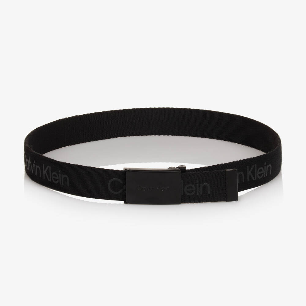 Calvin Klein-Черный холщовый ремень с логотипом | Childrensalon Outlet