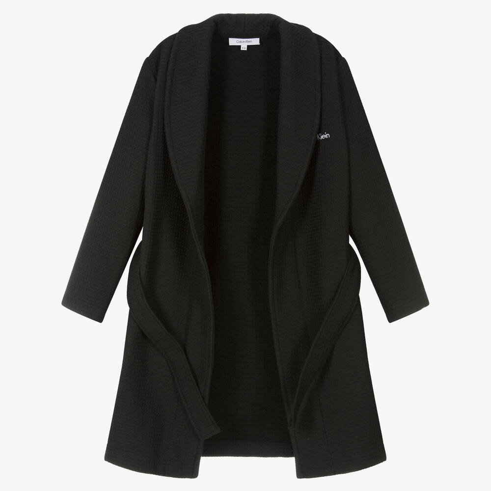 Calvin Klein Robe de chambre noire en coton Childrensalon Outlet