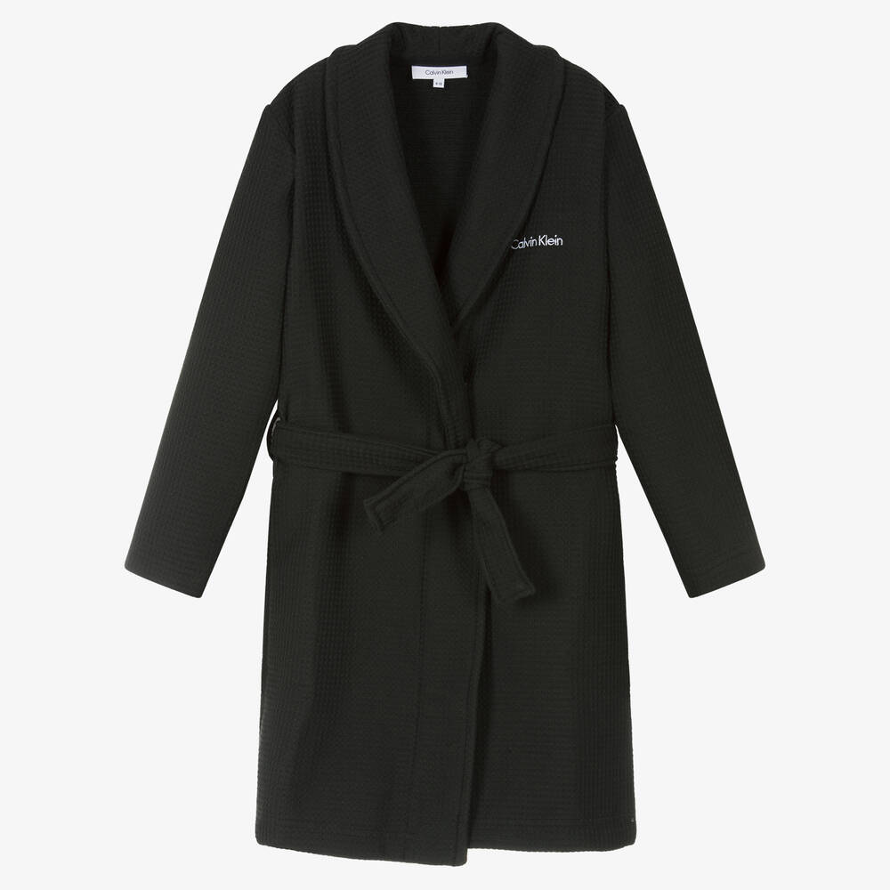 Calvin Klein - Robe de chambre noire en coton | Childrensalon