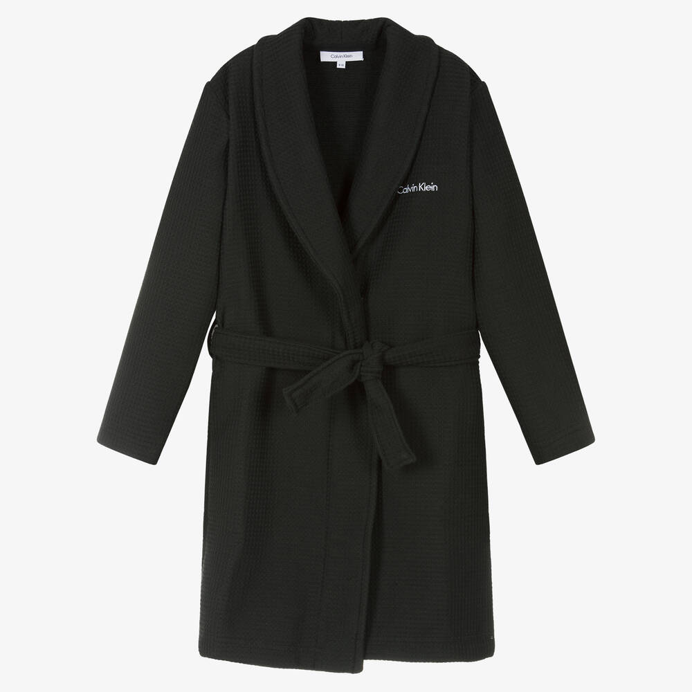 Calvin Klein - Black Cotton Dressing Gown | Childrensalon